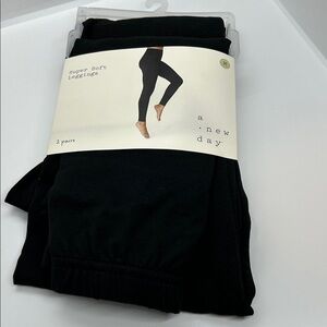 A New Day Jet Black Soft Leggings Size Medium Two pieces NWT